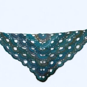 Handmade New Turquoise Mohair Blend Variegate Shawl Scarf